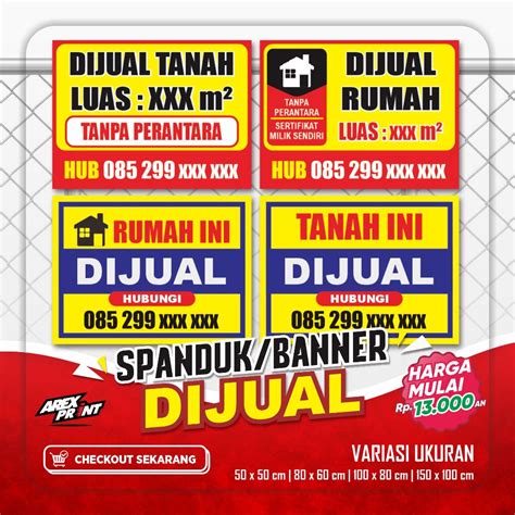 Jual Spanduk Banner Dijual Rumah Tanah Dikontrakkan Disewakan