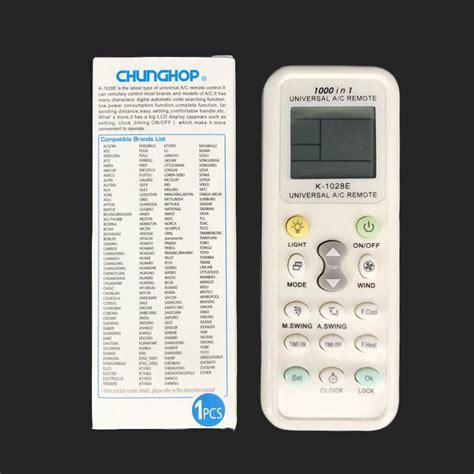 K 1028E Universal Ac Remote Control Codes List Setting Universal