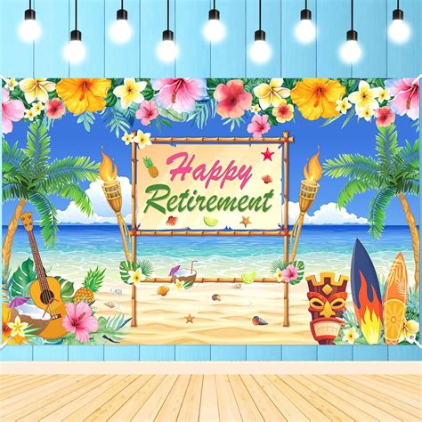 Hawaiian Retirement Banner Aloha Beach Themed Retirement Party