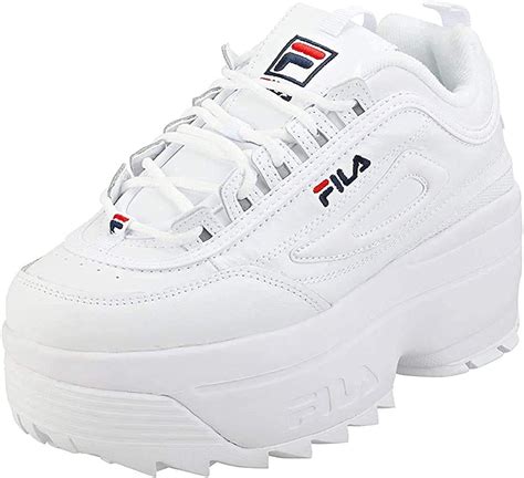 Fila Disruptor II Wedge Trainers White Navy Red 6 5 UK Amazon Co Uk