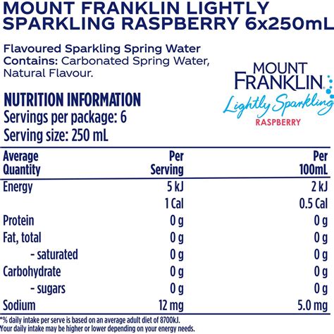 Mount Franklin Lightly Sparkling Water Raspberry Cans 250ml X 6 Pack Woolworths