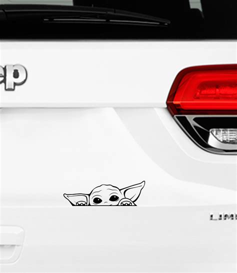 Baby Yoda Car Decal Peeking Baby Yoda Grogu Mandalorian Star