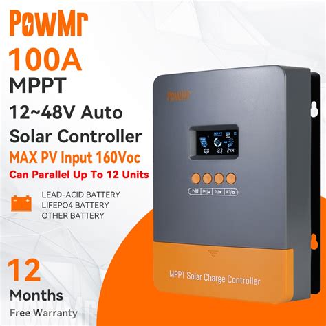 Powmr A Mppt Solar Charging Controller V V Auto Blacklight Lcd