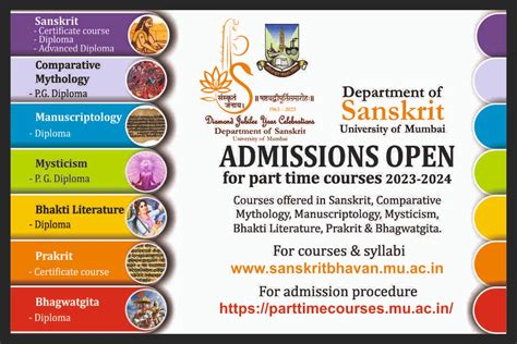 Admissions Open for Part time Courses 2023-2024 – Department of Sanskrit