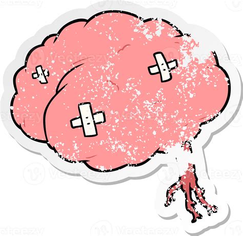 distressed sticker of a cartoon injured brain 45289929 PNG