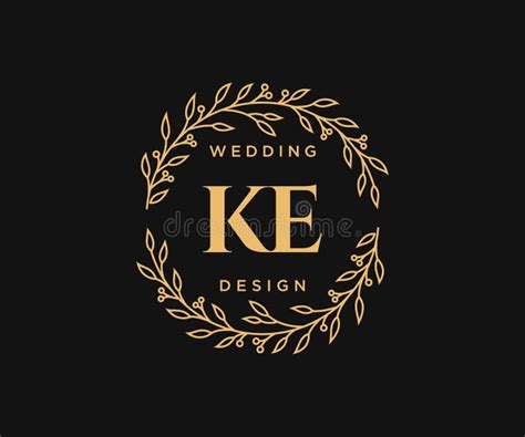 Ke Initials Letter Wedding Monogram Logos Collection Hand Drawn Modern