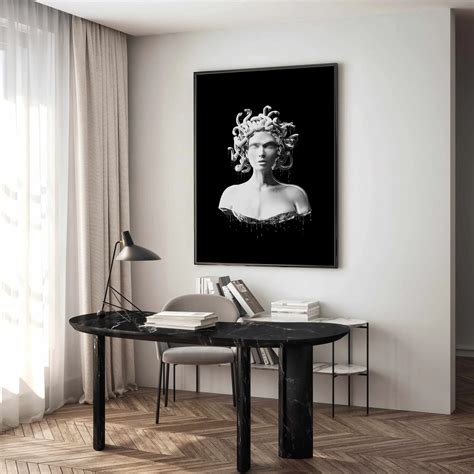 Medusa Wall Art Silver Medusa Print Medusa Wall Decor Medusa Wall Print Medusa Poster