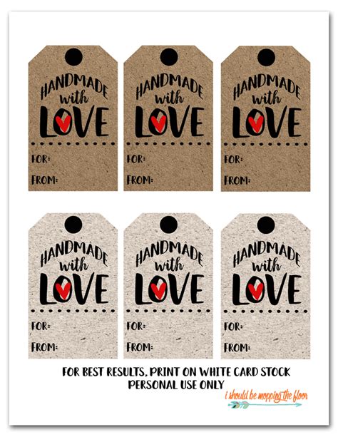 Free Printable Handmade With Love Tags Free Printable Handmade Labels