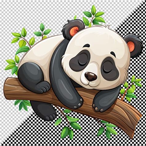 Premium PSD Cute Panda Sleep On Tree