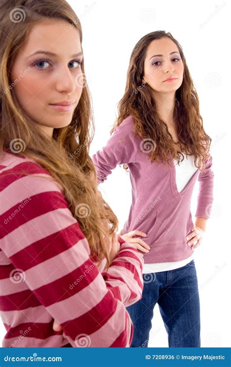 Young Two Friends Standing Together Stock Photo Image Of Beautiful