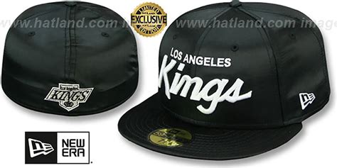 Los Angeles Kings Script Satin Basic Black Fitted Hat