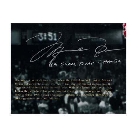 Michael Jordan Signed Bulls 88 Slam Dunk Champ Le 20x24 Embossed