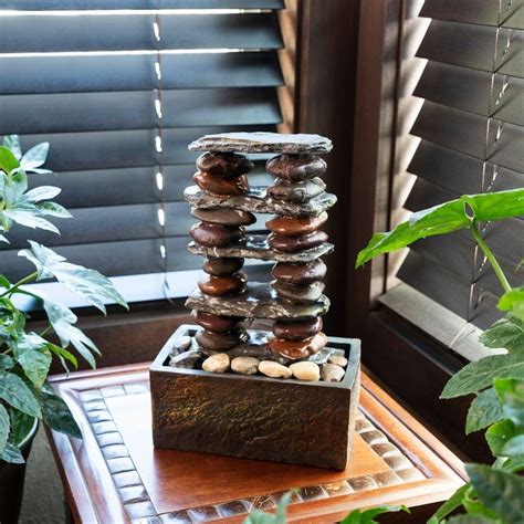 Alpine Stacked Rocks Eternity Tabletop Fountain Inch Tall Multi