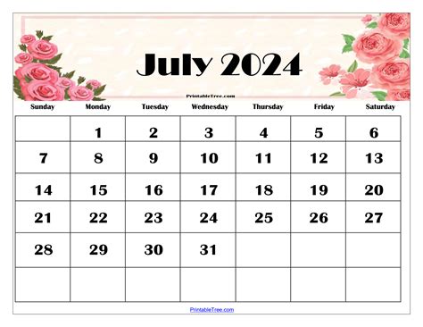 Printable July 2024 Calendar With Holidays July 2024 Editabl