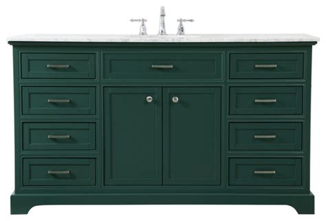 60 Single Bathroom Vanity Green Vf15060gn Transitional Bathroom