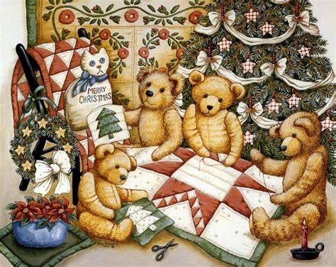 Christmas Teddys Bears Chair Quilt Christmas Cat Tree Hd