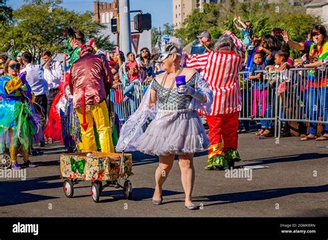 Mardi Gras Revelers Parade In The Streets During The Joe Cain Day Mardi