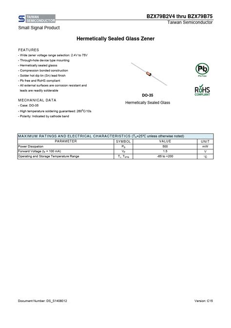 Bzx B V Datasheet Hermetically Sealed Glass Zener