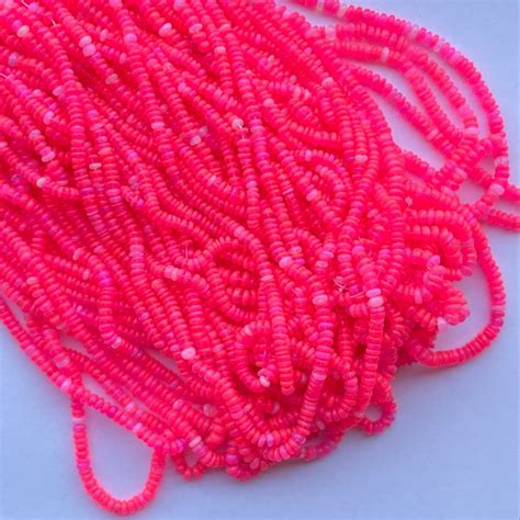 Dyed Neon Pink Ethiopian Opal Smooth Rondelle Beads Shape Roundel