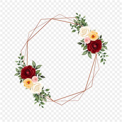 Geometric Flower Frame White Transparent Geometric Frame With Beauty