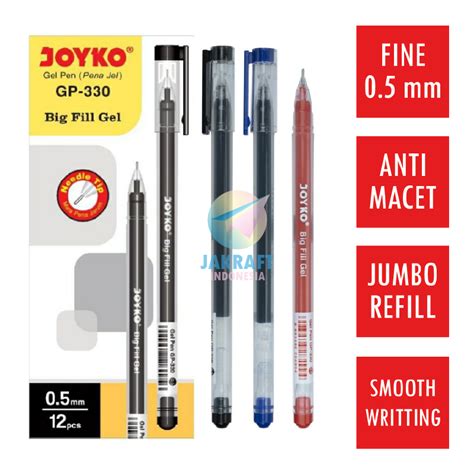 Jual Pcs Pulpen Ballpoint Joyko Gp Big Fill Gel Pen Hitam Black