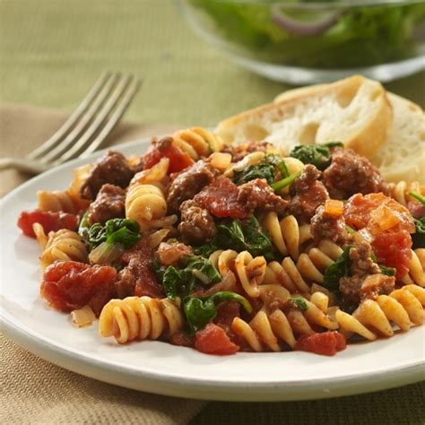 Fideos Tirabuz N Rotini Con Carne Tomates Y Espinaca Ready Set Eat