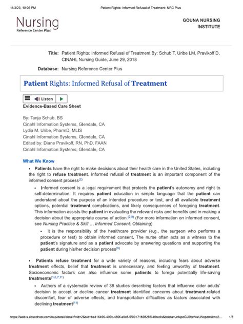 Patient Rights Informed Refusal Of Treatment Pdf