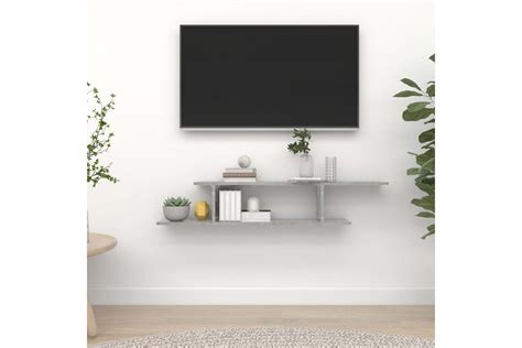 Be Basic væghængt tv hylde 125x18x23 cm spånplade betongrå Grå Møbler