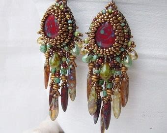 Bead Embroidery Earrings DIY Kit Beading Pattern And Material Beaded