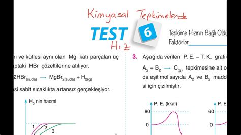 Ayd N Yay Nlar Ayt Kimya Soru Bankas B L M Kimyasal Tepkimelerde