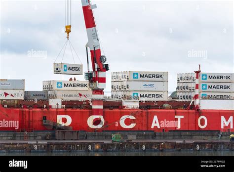 Crane Unloading Russian Container Ship Sevmorput Nuclear Powered