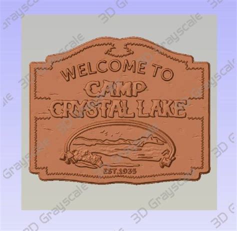 Camp Crystal Lake Sign – 3D Grayscale