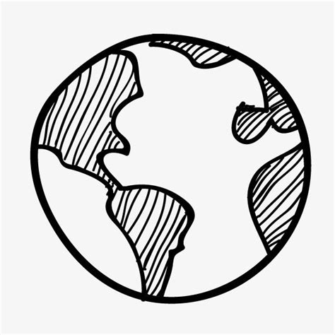 Vector Hand Drawn Black And White Earth, Earth Drawing, Earth Sketch, Vector Earth PNG and ...