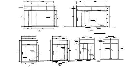 Multiple sliding door elevation blocks cad drawing details dwg file ...