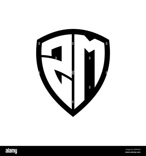 Zm Monogram Logo With Bold Letters Shield Shape With Black And White