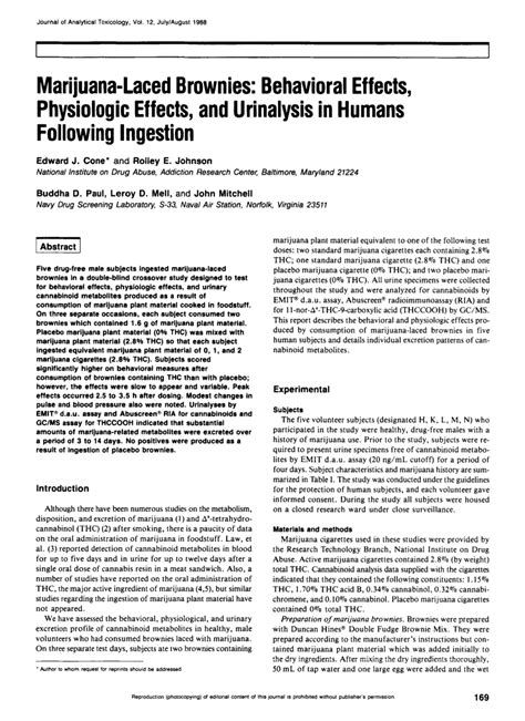 (PDF) Marijuana-Laced Brownies: Behavioral Effects, Physiologic Effects ...