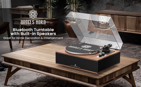 Angels Horn Tourne Disque Vinyle Platine Bluetooth Avec Haut Parleurs