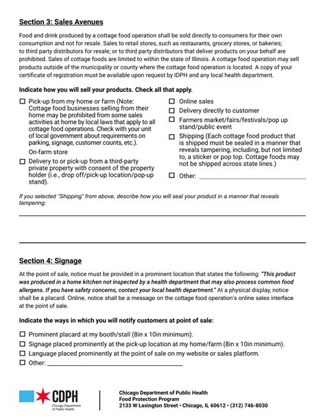 City Of Chicago Illinois Application For Cottage Food Operations Registration Fill Out Sign