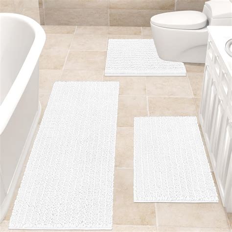 Amazon ACCUMTEK Upgrade Extra Large White Bathroom Rug Set 3