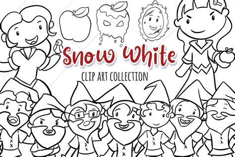 Cute Snow White Black and White Clip Art Snow White Coloring - Etsy Canada