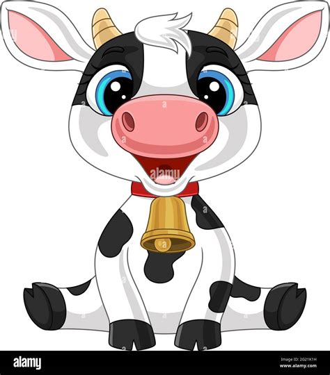 Cute Baby Cow Cartoon Sitting Stock Vector Image Art Alamy