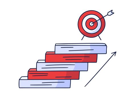 Steps Up To The Target Vector Doodle Illustration Drawn By Hand With