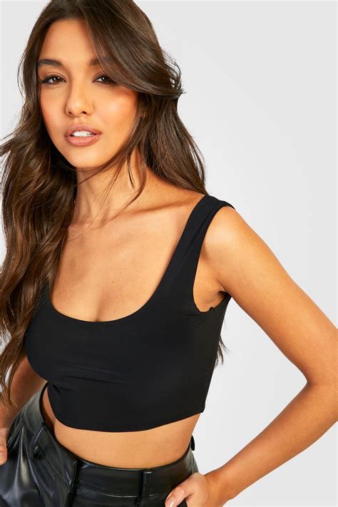 Double Layer Scoop Neck Bralette Boohoo