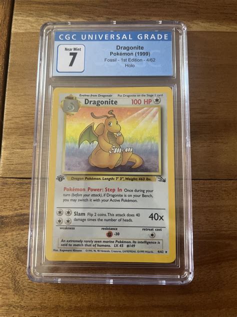 Pokémon Tcg Dragonite Fossil 4 Holo 1st Edition Holo Rare Psa Cgc 7