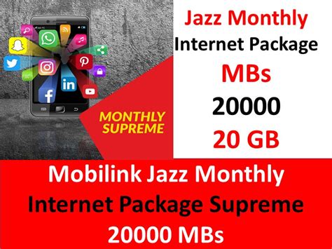 Mobilink Jazz Monthly Internet Package Supreme 20000 MBs Jazz Packages