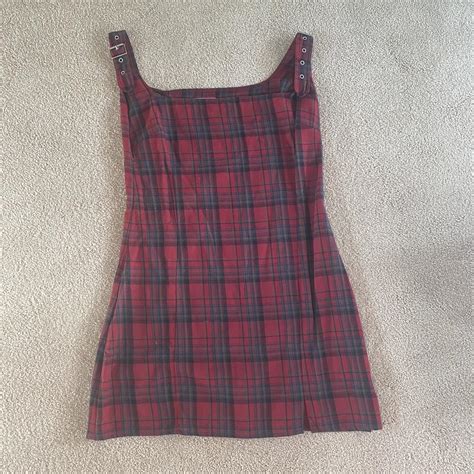 Red Plaid UNIF Dress With Adjustable Straps Still Depop