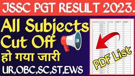 JSSC PGT CUT OFF 2023 Jssc Pgt Result 2023 Jssc Nic In APNI JOB