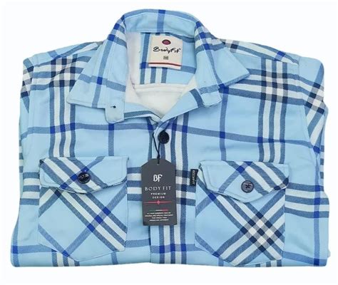 Checked Light Blue Men Woolen Fur Check Shirt Casual At Rs 425piece