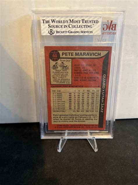 Topps Basketball Pete Maravich Bvg Ex Mint Utah Jazz