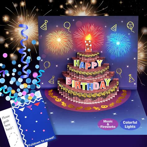 Birthday Card 3d Fireworks Pop Up Birthday Card Exploding Confetti Birthday Card